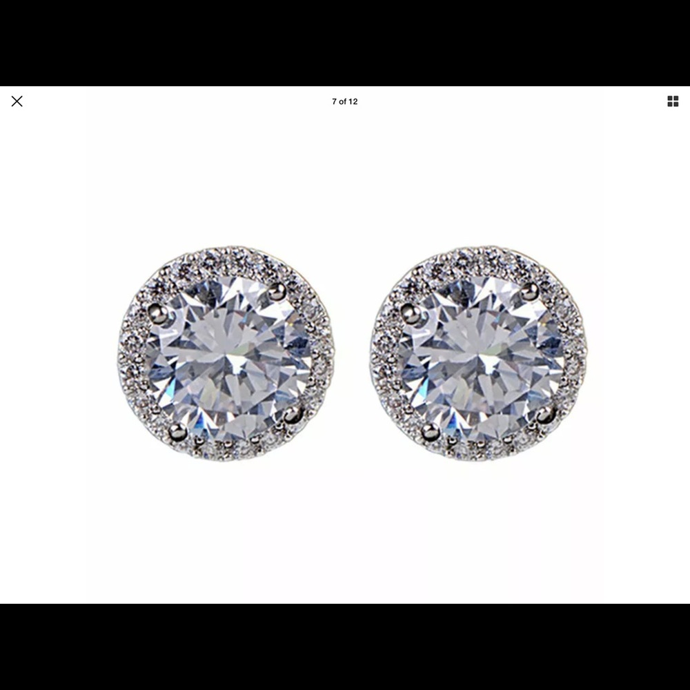 🎁18 k White GoldPlatedCrystalZircon InlaidEarrings - Picture 5 of 11